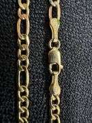 14k Yellow Gold Hollow Figaro Link Chain 3.3mm Bracelet 8"
