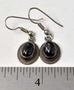 Black Star Gemstone Dangle Earrings in Sterling Silver