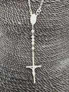 Sterling Silver Rosary Long Curb 5mm Cross Catholic Prayer Necklace 925 Chain