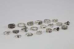 Sterling Silver Curated Ring Assortment Various Sizes & Styles (20 Ring Lot)