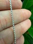 Sterling Silver Diamond-Cut Rope Chain 1.5mm Solid 925 Italy New Bracelet 7"
