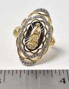 Religious Diamond Ring in Vermeil Sterling Silver