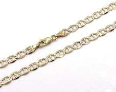 10kt 2 tone gold diamond cut Gucci style link chain necklace