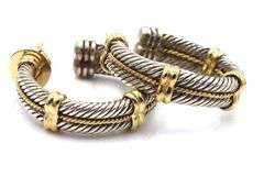 925 Sterling silver and gold double row hoops