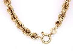 14kt Yellow gold rope chain necklace
