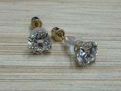 14k Yellow Gold Round 5mm Moissanite Stud Screw Back Earrings