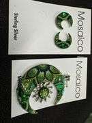 Original Handmade Mosaico Moon & Sun Earrings & Pendant 925 Sterling Silver Mexico Artistic Jewelry
