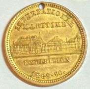 1889 Intl Maritime Expo Medal Gilt Brass