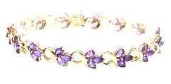 14kt Yellow gold marquise amethyst flower Infinity station bracelet