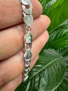 Sterling Silver Flat Diamond-Cut Curb ID Bracelet Chain 7.8mm Solid 925 Italy New 7"