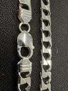 Sterling Silver 7.5mm Square Flat Curb Chain Cuban Link 925 Italy Necklace 24"