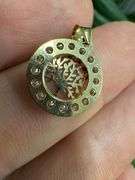 10k Yellow Gold Tree of Life Medallion with Clear CZs Pendant Unique Charm