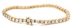 14kt Yellow  gold 4ctw round brilliant cut diamond tennis bracelet