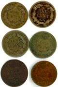 6 Different Early US Copper Small Cents: 1857-1882