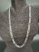 Men's 8mm Solid .925 Sterling Silver Flat Figaro Chain Link Italy Necklace 26"