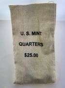 $25 Face Value Bag Of 90% Silver Quarters, (100 Quarters)