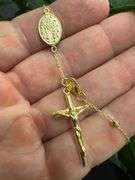 Gold Plated 925 Sterling Silver 3mm Bead Diamond Cut Rosary 7" Bracelet