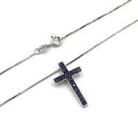 Sweet 18K WG Sapphire Cross on Necklace