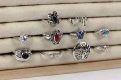 Sterling Silver Curated Ring Assortment Various Sizes & Styles (10 Ring Lot)
