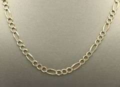 Strong 14K Yellow & White Gold Figaro Necklace