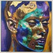 Unique Mix Media on PVC with Gold Leaf by Tamar Zion