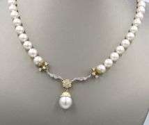 12.4mm Akoya pearl on 8.5x8.7mm strand with diamonds