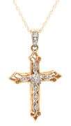 10kt Yellow gold diamond cross pendant on chain