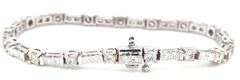18kt White gold 4.50ctw princess and round brilliant cut diamond link bracelet