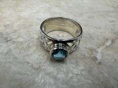 Sterling Silver 925 Natural Gemstone Blue Topaz Ring Size 9