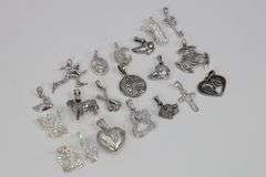 .925 Sterling Silver Curated Pendant Set 20 Pendants & Charms