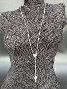 High Polished 925 Sterling Silver 3mm Smooth Bead Diamond Cut Cross Rosary 22"