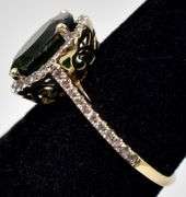 Stunning 10K Yellow Gold Green Tourmaline and Diamond Ring
