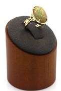 14kt Yellow gold oval opal Crisscross ring