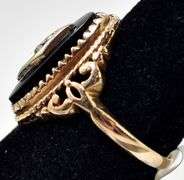 Dazzling Vintage Onyx and Diamond Ring in 10K Yellow Gold