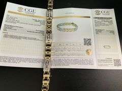 MEN'S CERTIFIED BRAND NEW 14K YELLOW AND WHITE GOLD DIAMOND BRACELET