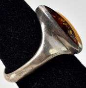 Amber Gemstone Ring in Sterling Silver