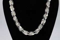 Sterling Silver Heavy Diamond-Cut Rope Chain 18mm Solid 925 Italy New Men's Necklace 24"