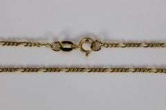 10k Yellow Gold Solid Figaro Link 1.25mm Chain 16"