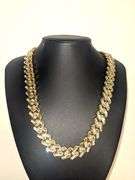 Huge 158.9 Grams 14 Kt Gold Plated Simulated Diamond Miami Curb Link Chain Necklace