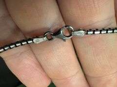 Italian Sterling Silver 925 Fancy Diamond Cut Box Chain 7" Bracelet with Black Rhodium Finish