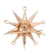 0.04ct European Cut Diamond and Seed Pearl Star Shaped Brooch in 14K