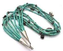 Vintage 925 sterling silver American Indian multi strand turquoise beaded necklace