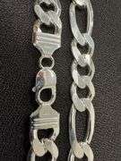 Men's 13.5mm .925 Sterling Silver Heavy Figaro Chain Cuban Link Italy Necklace 24"