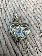 10k Yellow Gold Ornate Love Heart Pendant Clear CZ Charm