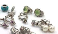 Lot of Judith Ripka 925 sterling silver earrings and charms