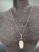 Oxidized Sterling Silver 925 Chain with Baroque Pearl & Garnet Stone 18k Gold Plating Custom Piece