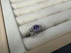 Sterling Silver Natural Gemstone Amethyst Ring Size 7