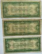 5 1928 A $1 Funny Back Silver Certificates. Fr 1601. Popular 1928 first year small size US currency