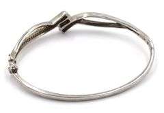 925 Sterling silver diamond bypass bangle bracelet