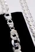 Men's 13mm Solid .925 Sterling Silver Flat Curb Chain Link Italy Necklace 24"